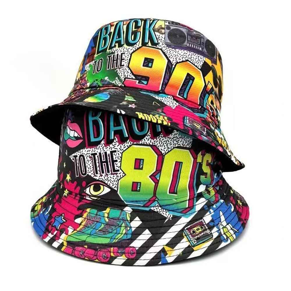 Packable Hat Nylon - หมวกบักเก็ตสไตล์วินเทจยุค 80-90 สำหรับผู้หญิงและผู้ชาย แฟชั่นหมวกชาวประมง พับเก็บได้ เหมาะสำหรับกิจกรรมกลางแจ้งและงานเรฟ