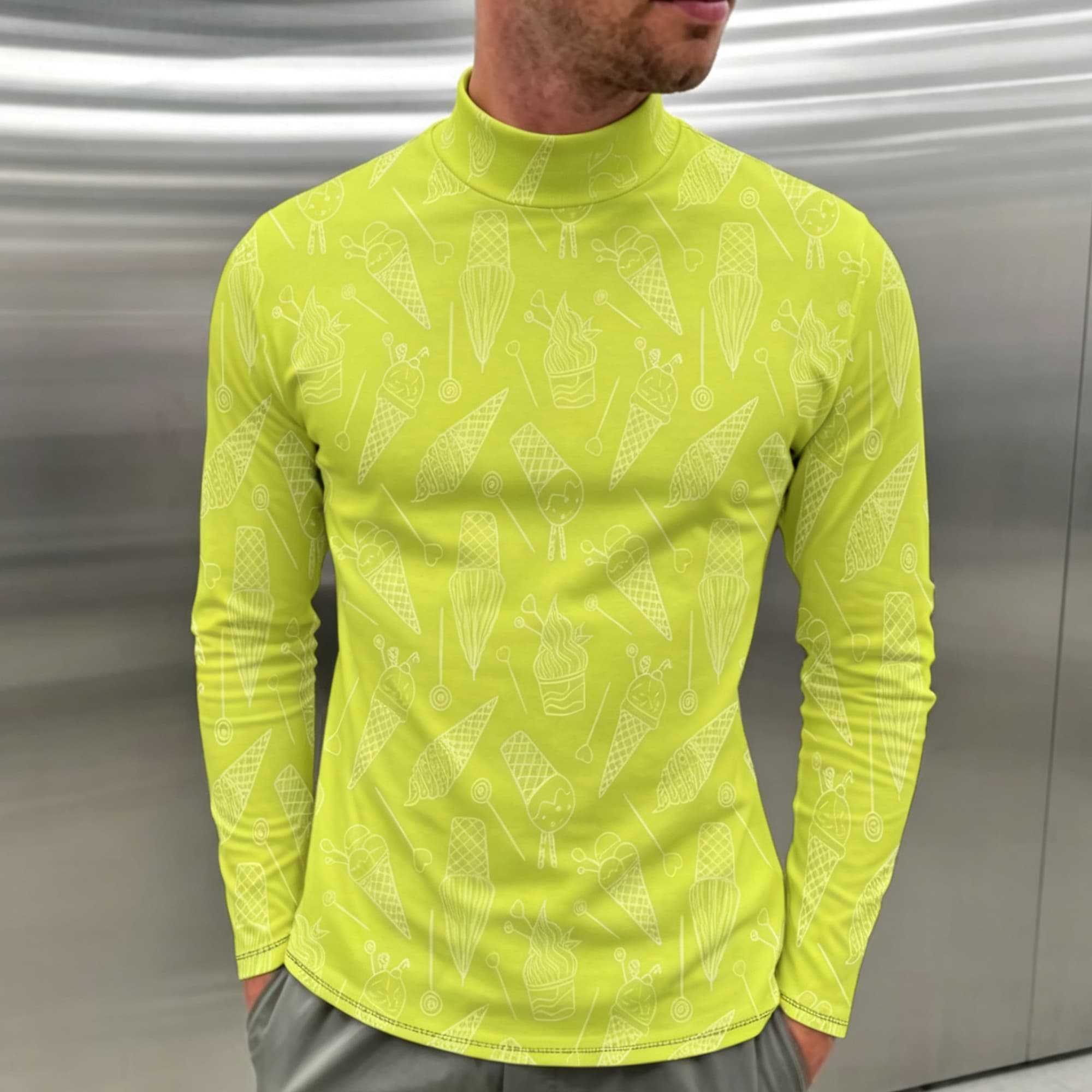เสื้อเชิ้ตแขนยาวคอเต่าลายกราฟิ - Tee Graphic Print บทวิจารณ์และราคา