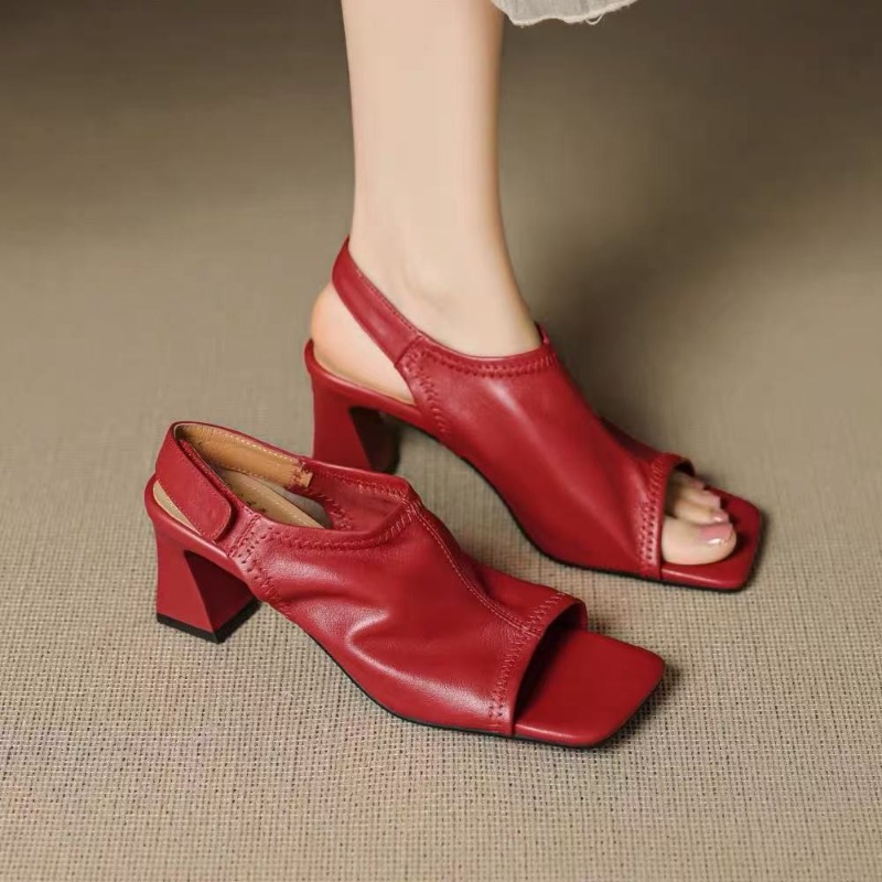 รองเท้าส้นสูงแบบเปิดนิ้วเท้าทร - Casual Sandal Leather บทวิจารณ์และราคา